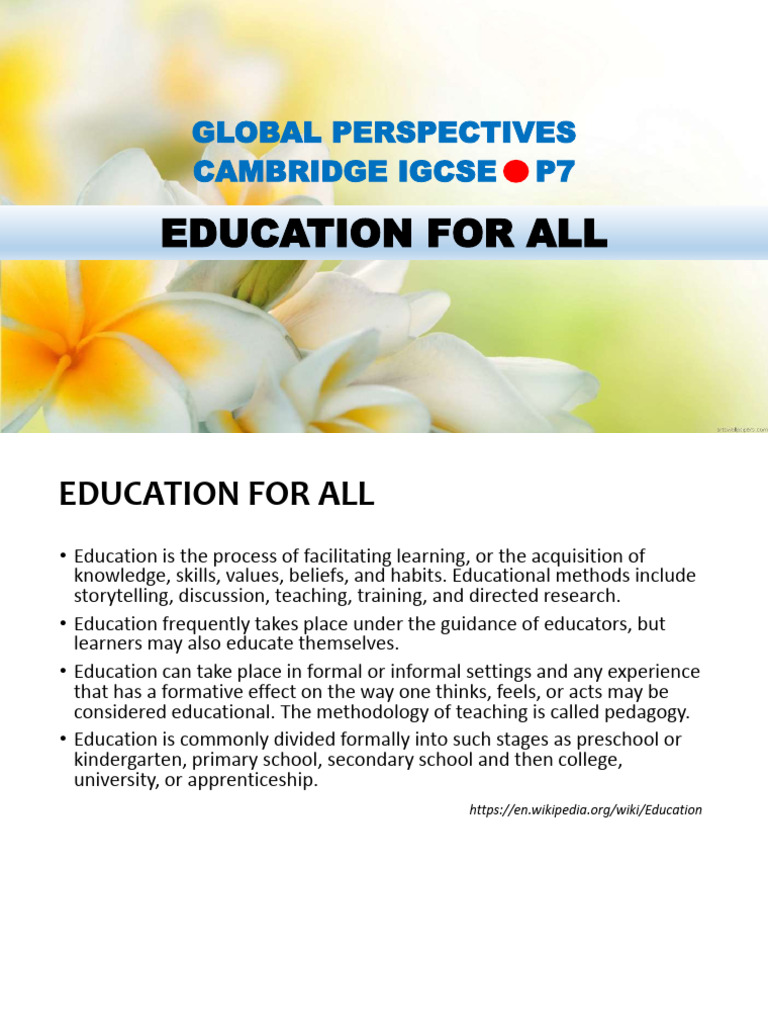 Education for All: Global Perspectives | PDF