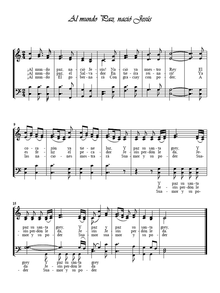 Al Mundo Paz: Letra y Partitura | PDF