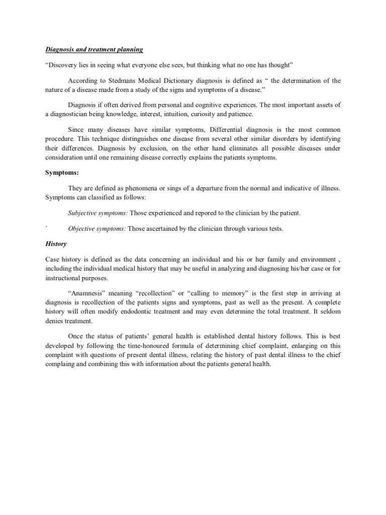 Dental Diagnosis and Treatment Planning | PDF | Medical Diagnosis ...