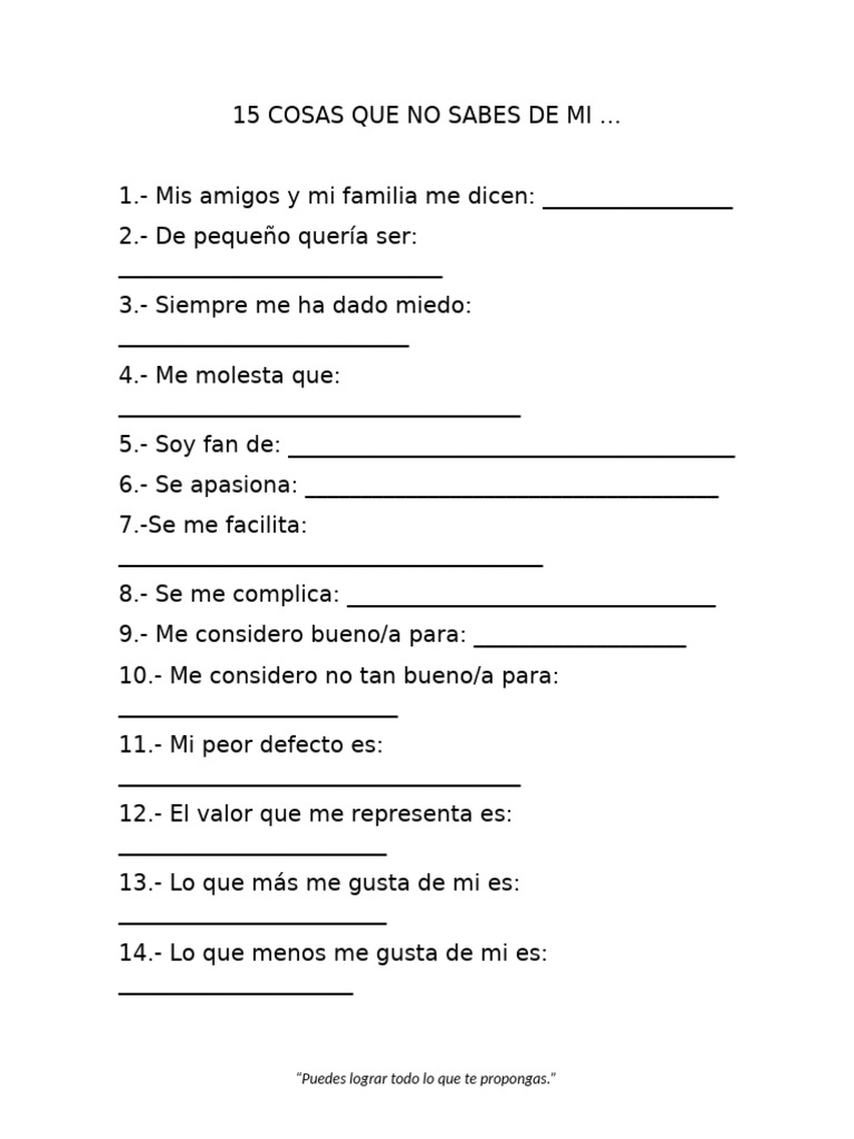 15 Cosas Que No Sabes de Mi | PDF