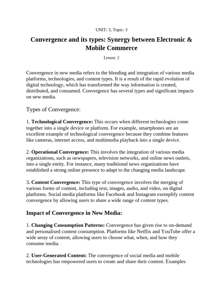 Types of Convergence in New Media | PDF | Technological Convergence | E ...