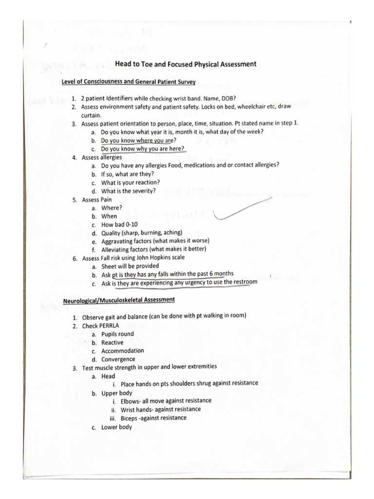 Head To Toe and Focused Physical Assessment | PDF