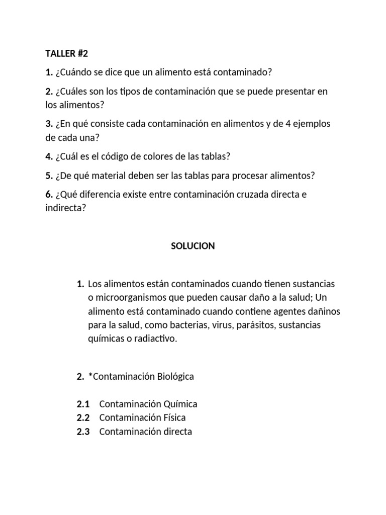 Tipos y Ejemplos de Contaminación Alimentaria | PDF | Alimentos | Carne