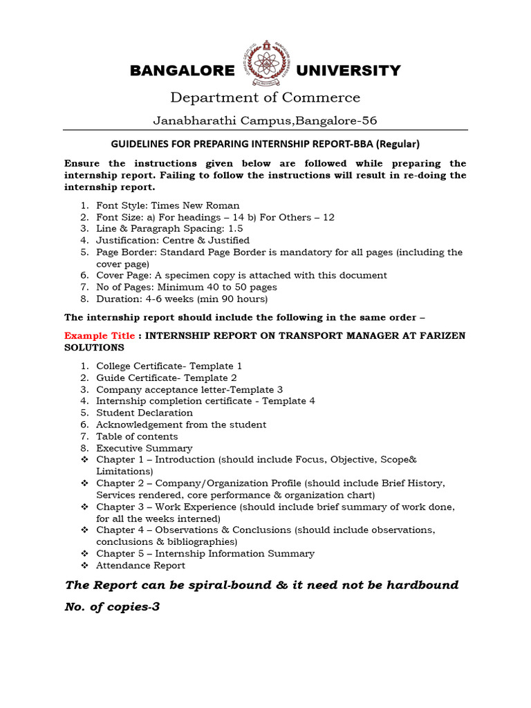 Internship Report Formatting Guidelines | PDF
