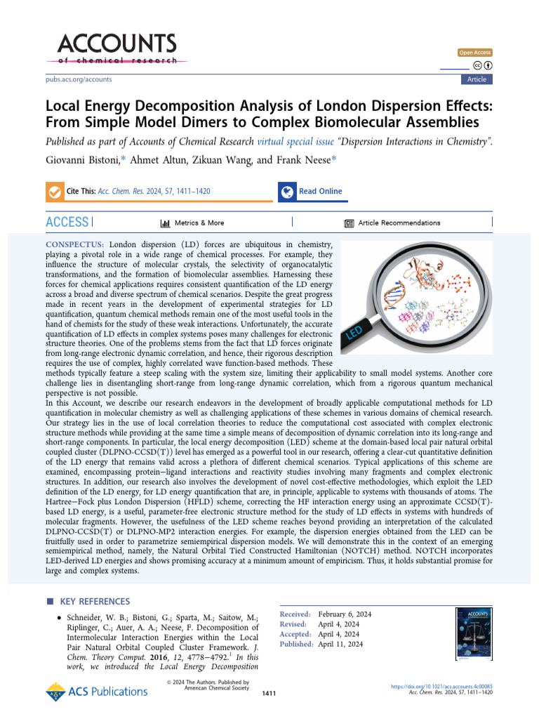 Local Energy Decomposition of Dispersion Effects | PDF | Computational ...