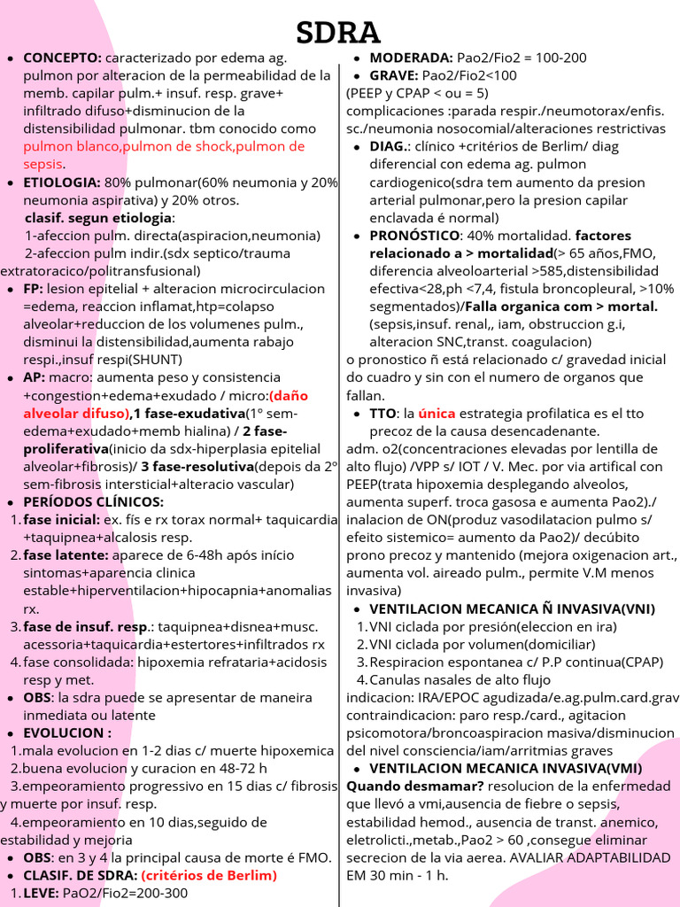 SDRA | PDF | Enfermedades y trastornos humanos | Fisiología