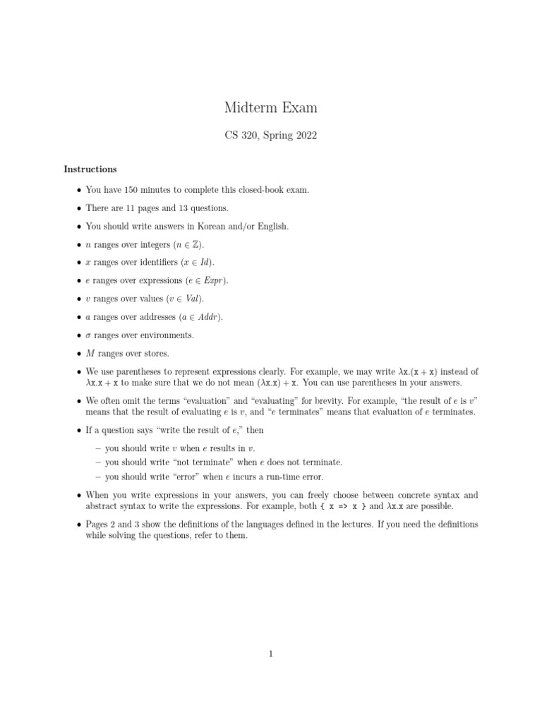 CS 320 Spring 2022 Midterm Exam Guide | PDF | Pointer (Computer ...