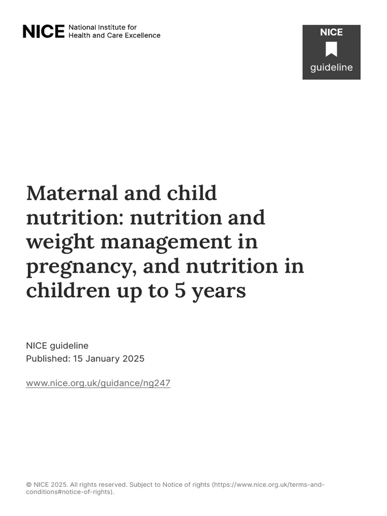 Maternal and Child Nutrition Nutrition and Weight Management in ...