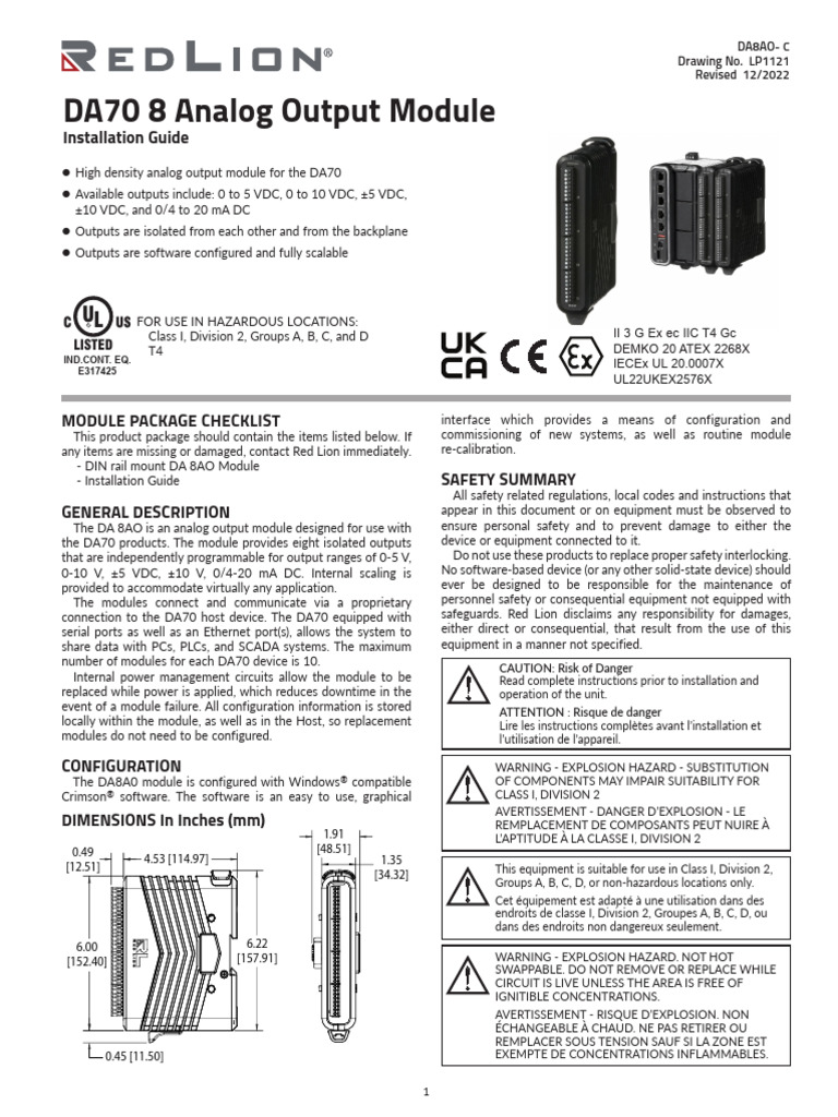 DA 8AO Module Product Manual - 0 | PDF | Electromagnetic Interference ...