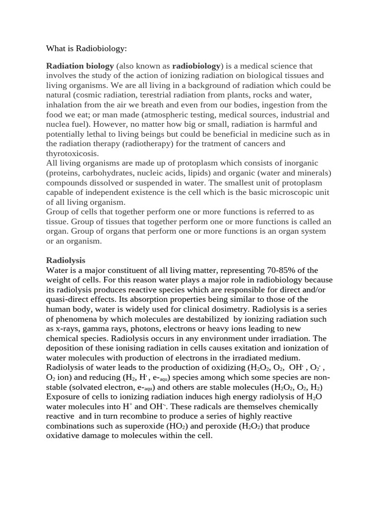 Radiobiology Lecture Notes | PDF | Dna | Rna