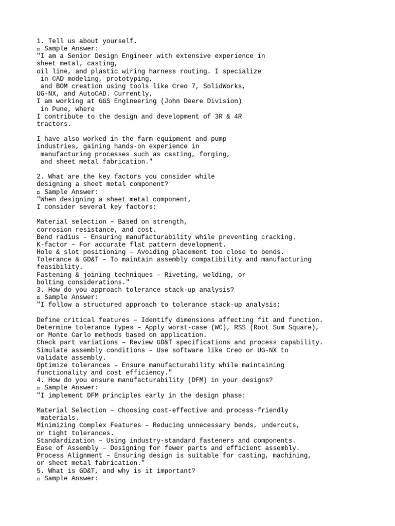 Design Engineer Interview Preparation Guide | PDF | Product Lifecycle ...