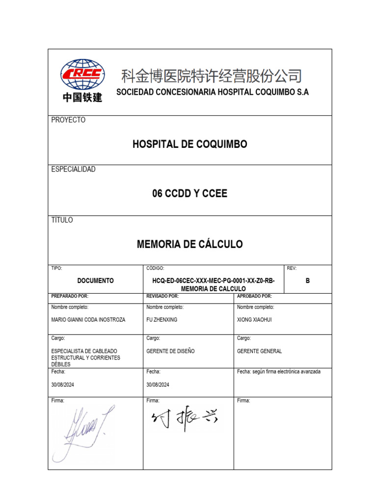 HCQ-ED-06CEC-XXX-MEC-PG-0001-XX-Z0-RB-MEMORIA DE CALCULO | PDF | Red de ...