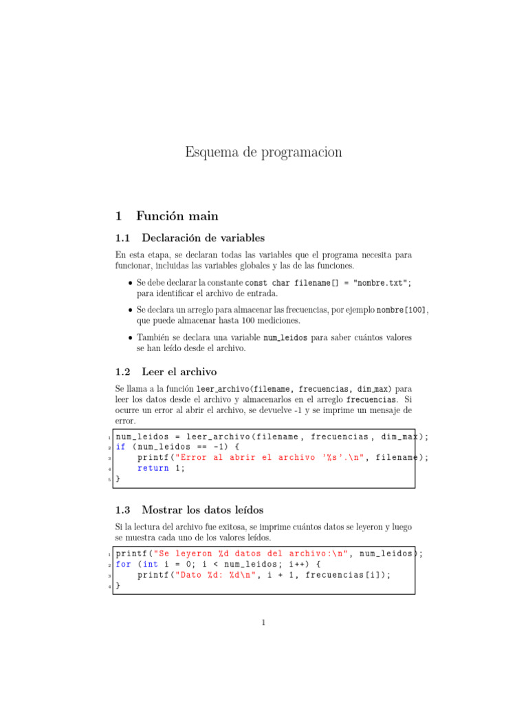 Esquema de programación en C: Frecuencias | PDF | Variable (informática ...