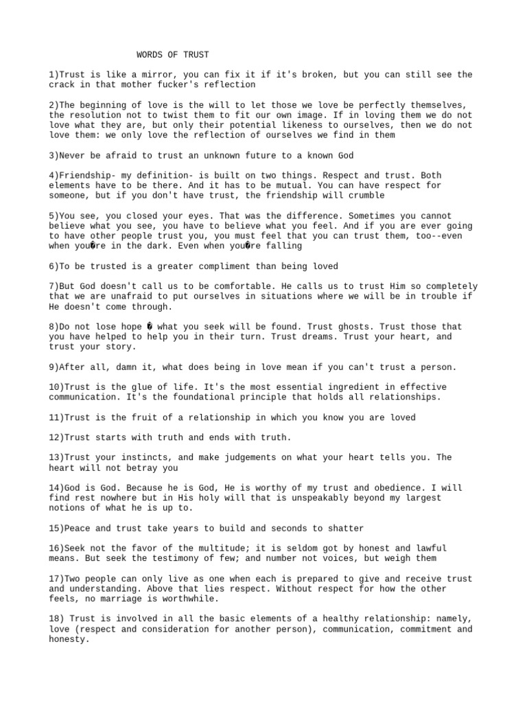 Words of Trust and Love | PDF | Love