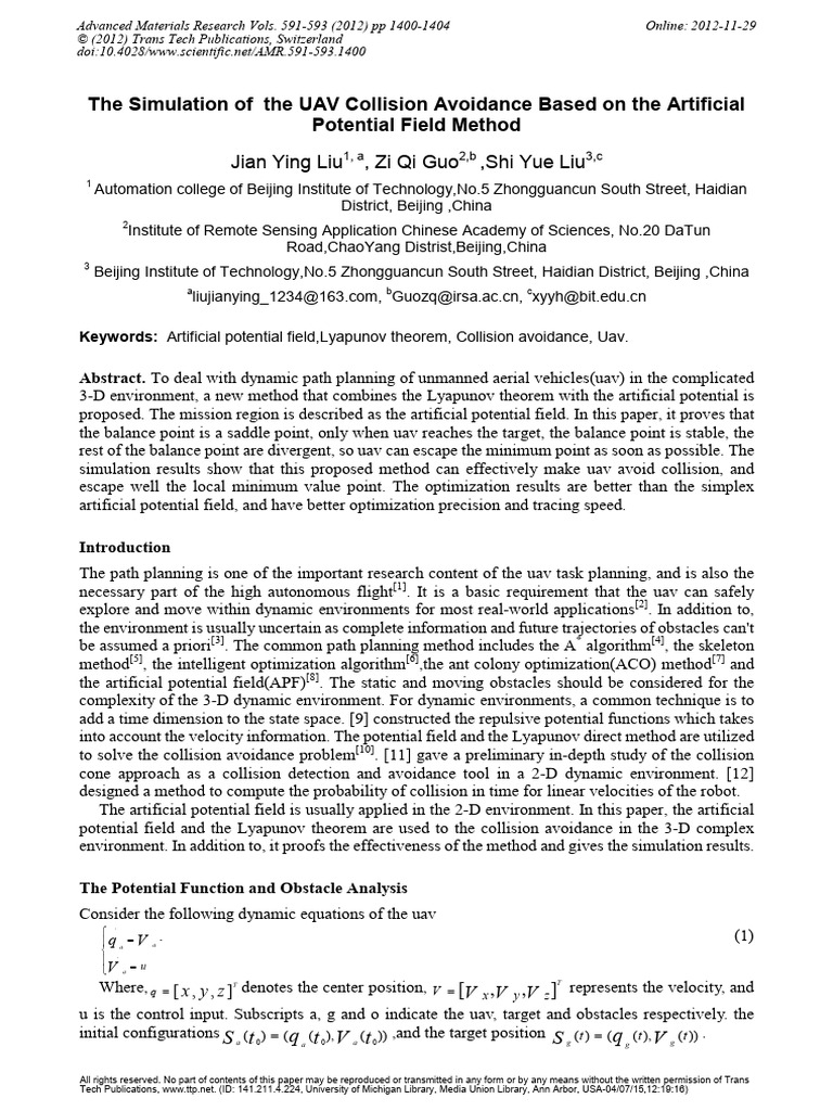 UAV Collision Avoidance Simulation Method | PDF | Applied Mathematics ...