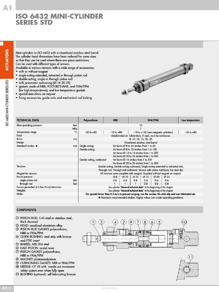 Cil ISO 6432 8-25 | PDF
