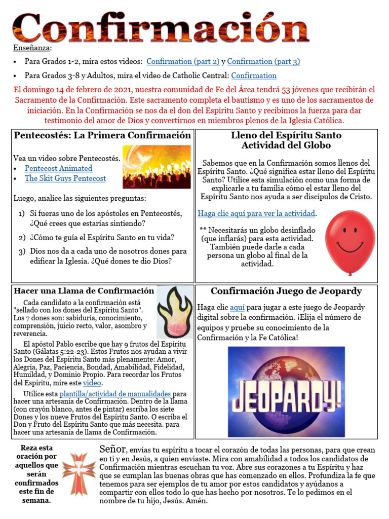 Actividades y Recursos para Confirmación | PDF | Confirmación | Fruto ...