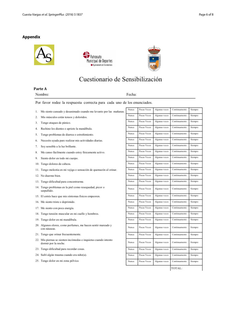 Avances Suelo Pelvico - Central Sensitization Inventory | PDF | Sistema ...