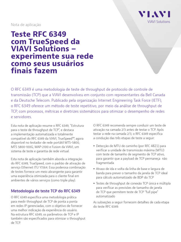 Teste RFC 6349 Com Truespeed Da Viavi Solutions Experimente Sua Rede ...