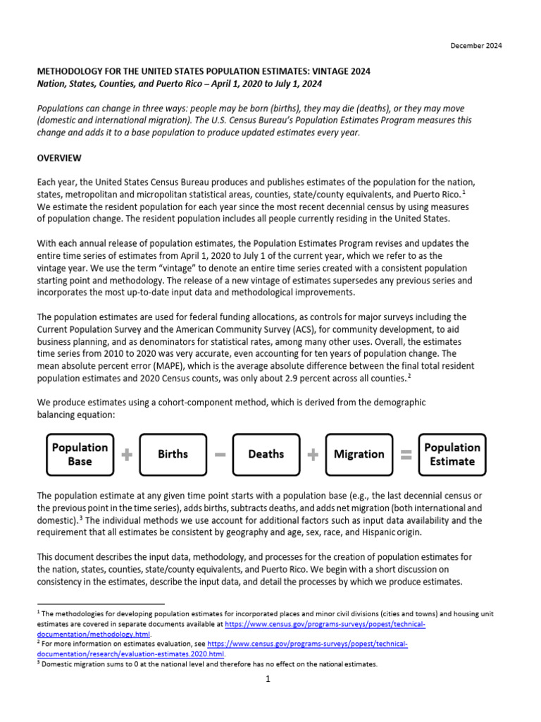 U.S. Population Estimates Methodology 2024 | PDF | Race And Ethnicity ...