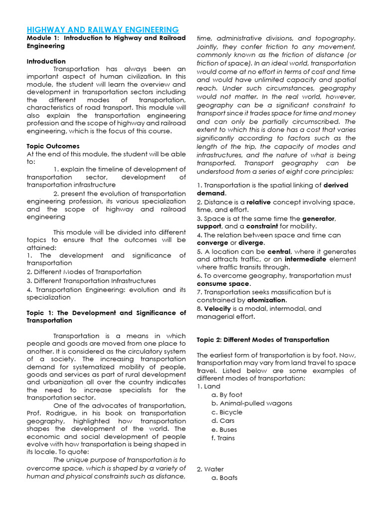Overview of Highway and Railway Engineering | PDF | Traffic | Transport