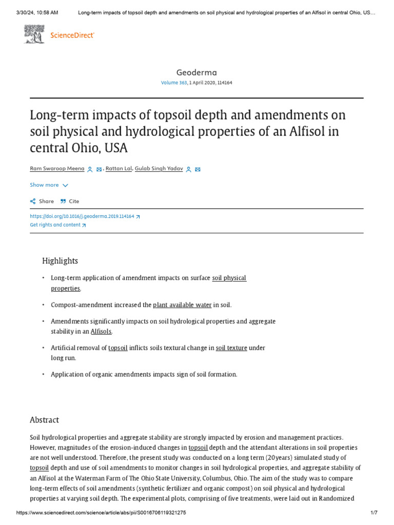 Topsoil Depth Effects on Alfisol Properties | PDF | Soil | Topsoil