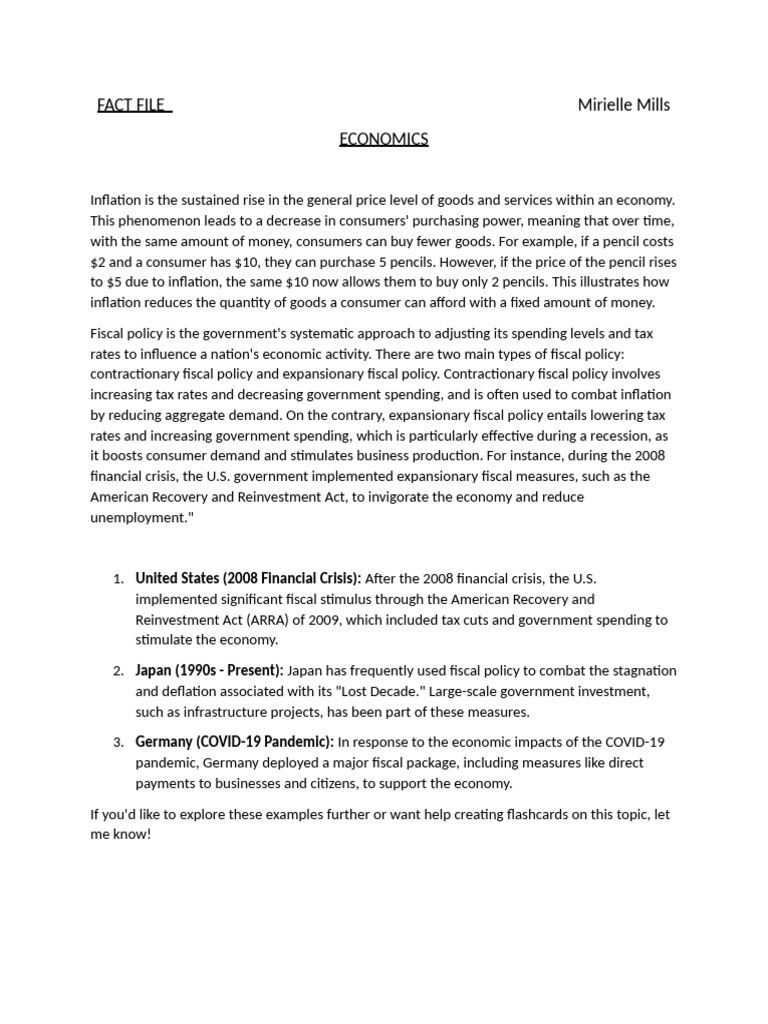 Understanding Inflation and Fiscal Policy | PDF