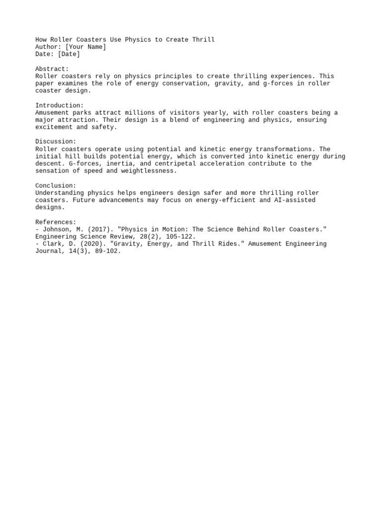 Physics of Roller Coasters Research | PDF