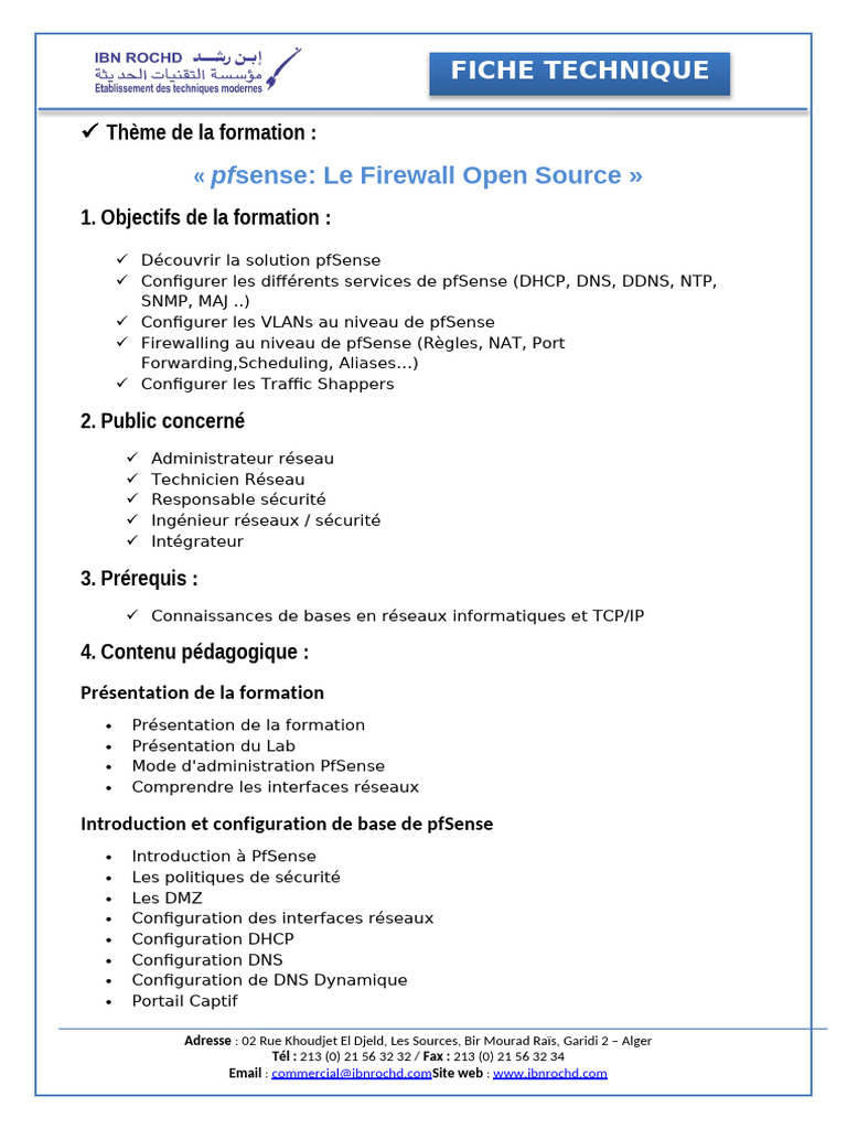 Formation pfSense : Firewall Open Source | PDF | Protocoles réseau ...
