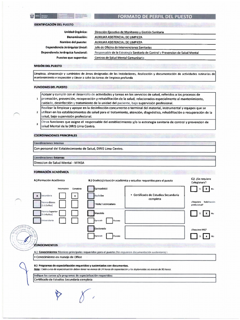 Perfiles de Puesto | PDF