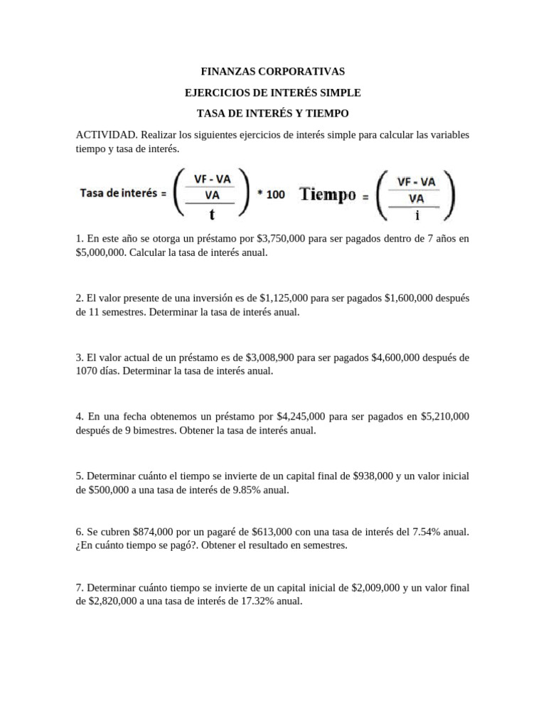 Ejercicios de Interés Simple y Cálculos | PDF