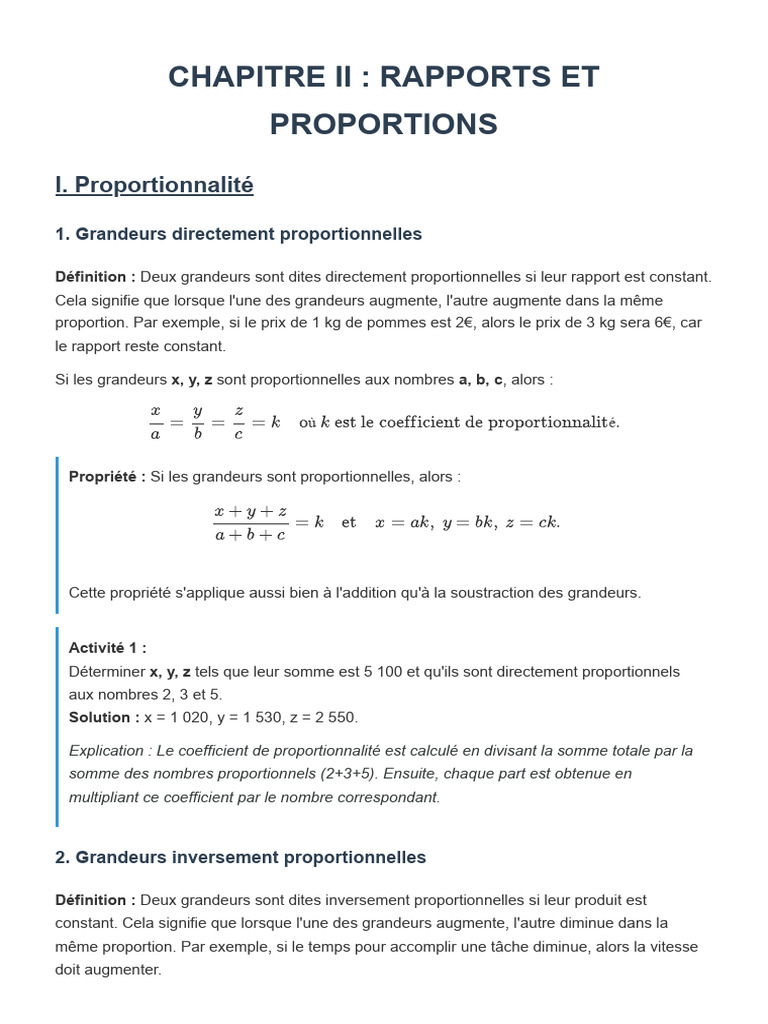Rapports et Proportions en Mathématiques | PDF | Mathématiques