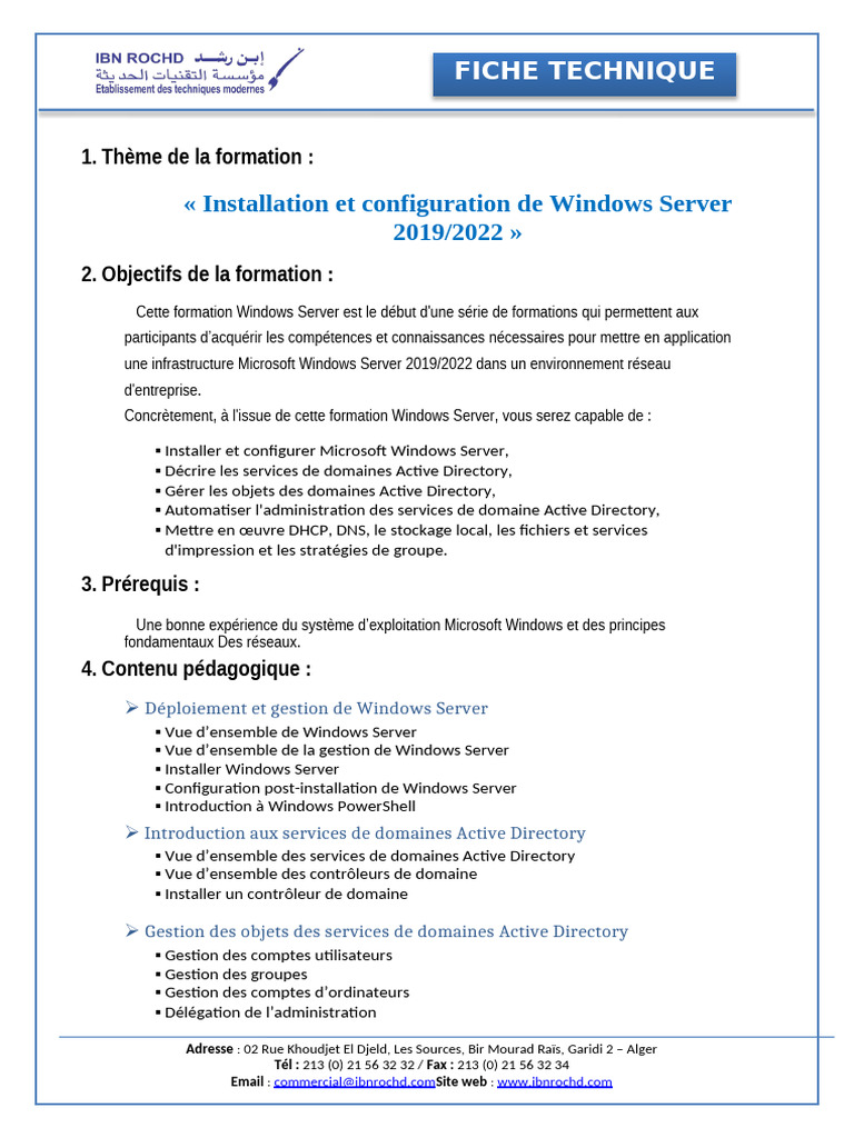 Formation Installation Windows Server 2019/2022 | PDF | Active ...