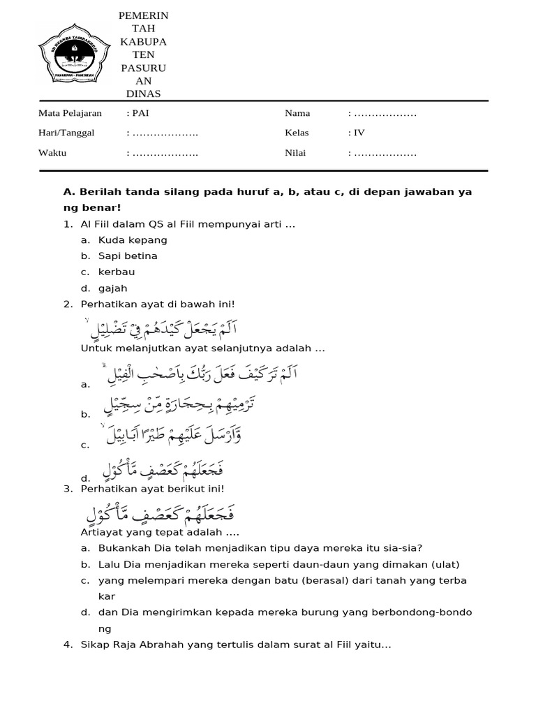 Sifat Raja Abrahah dalam Al Fiil | PDF