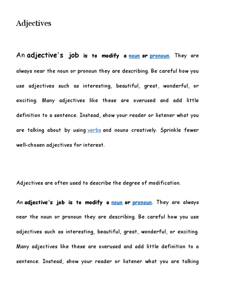 Understanding Adjectives in English | PDF | Adjective | Noun