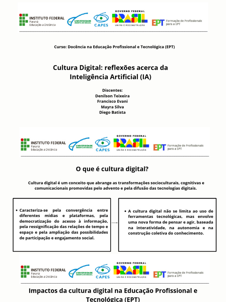 Impactos da Cultura Digital na EPT | PDF | Educação à distância ...