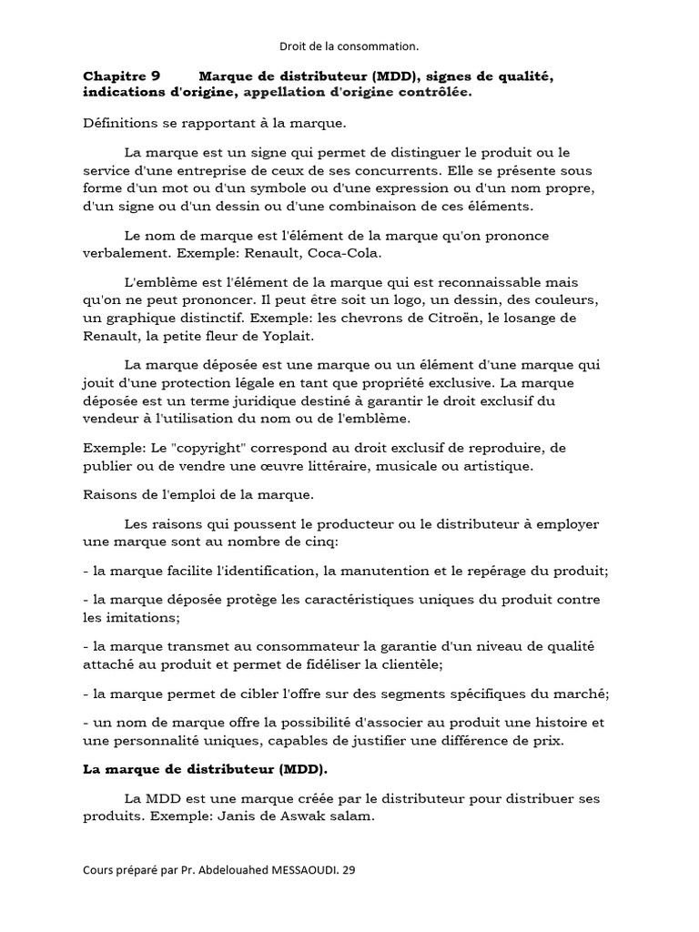 Marques de Distributeur et Signes Distinctifs | PDF | Marque | Marque ...