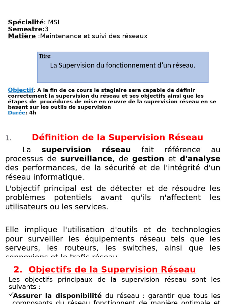 Supervision Efficace des Réseaux Informatiques | PDF | Serveur ...