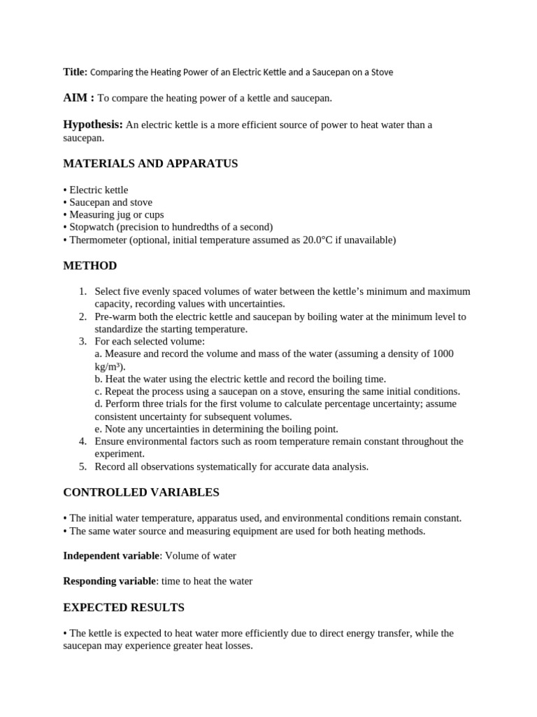 Lab Proposal | PDF | Water | Heat