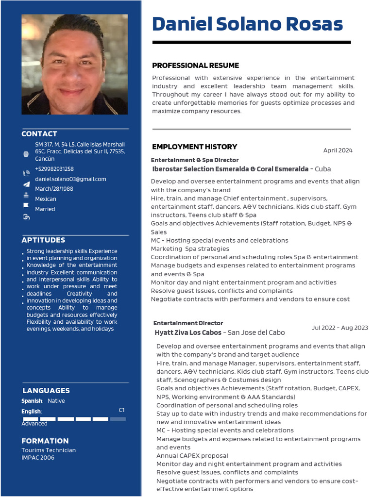 Daniel Solano Rosas CV | PDF | Entertainment | Business