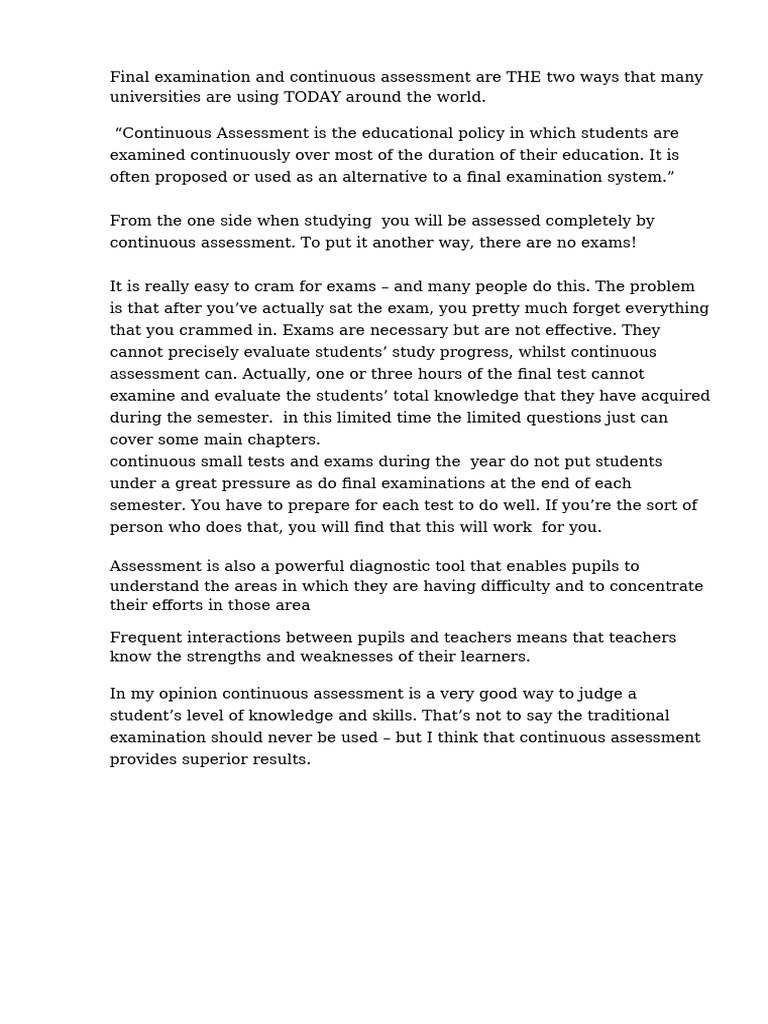 - Exam or continious assessment (топик) | PDF