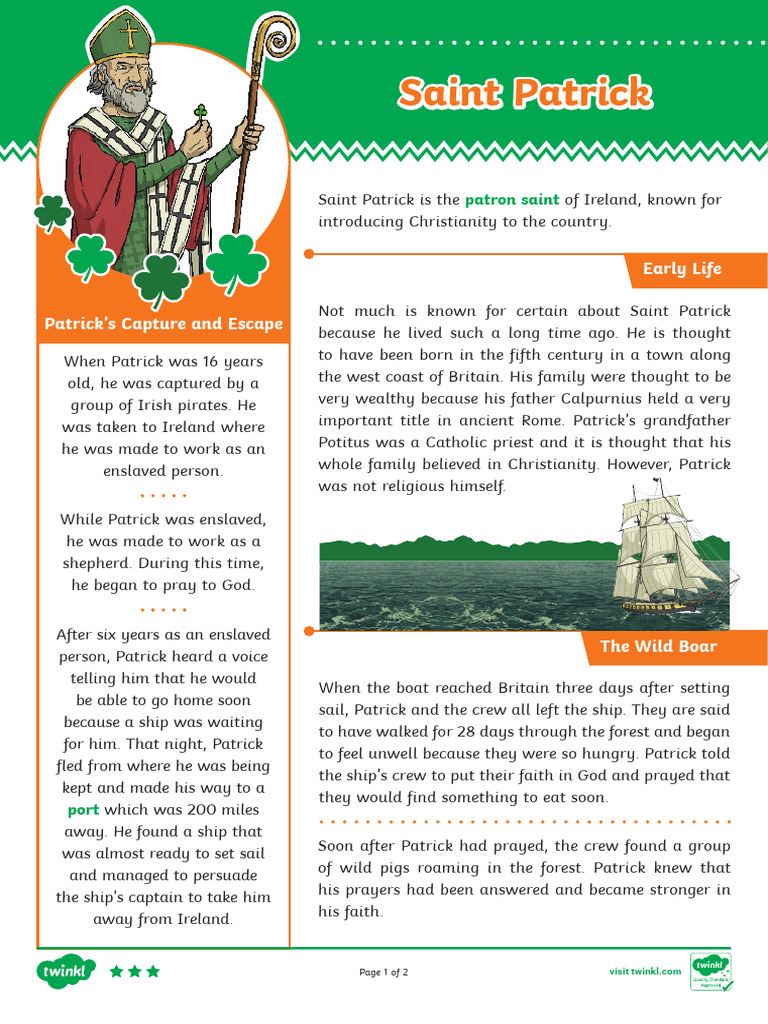 Life and Legacy of Saint Patrick | PDF | Saint Patrick