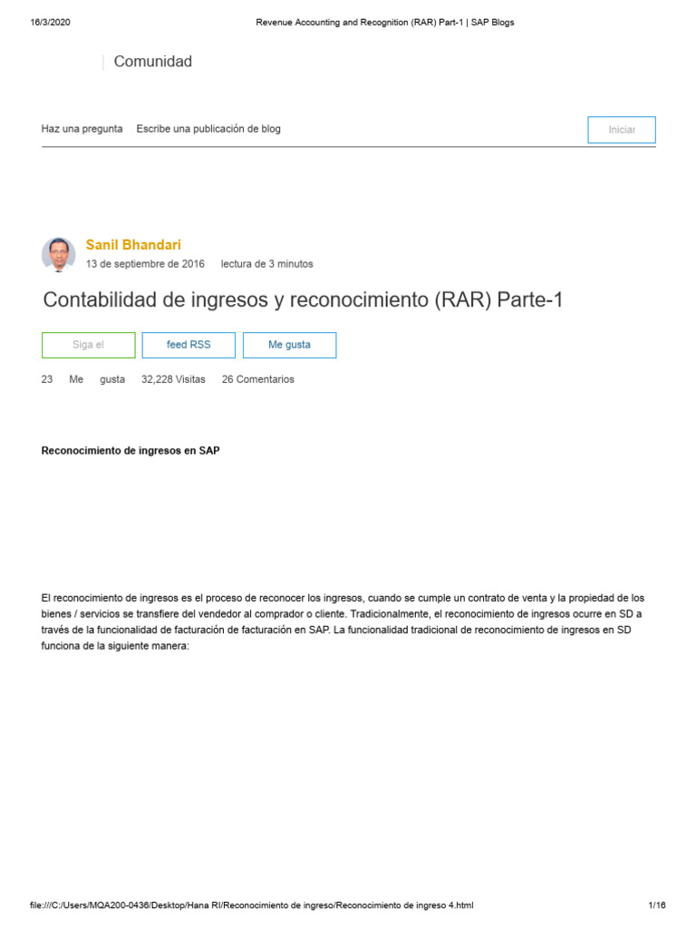 Revenue Accounting and Recognition (RAR) Part-1 - SAP Blogs | PDF ...