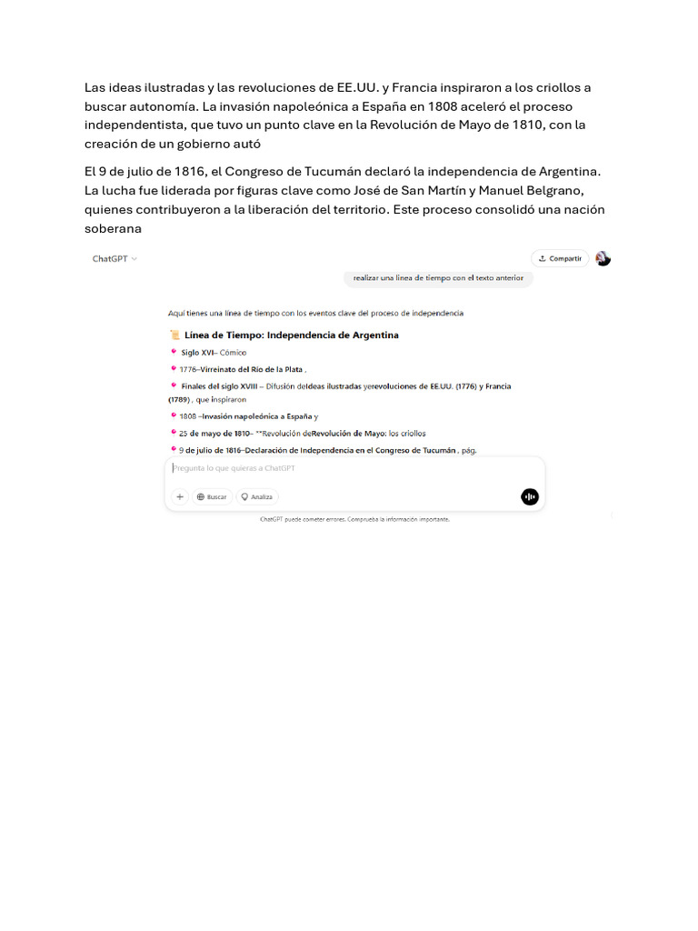 Resumen de La Independencia Argentina | PDF