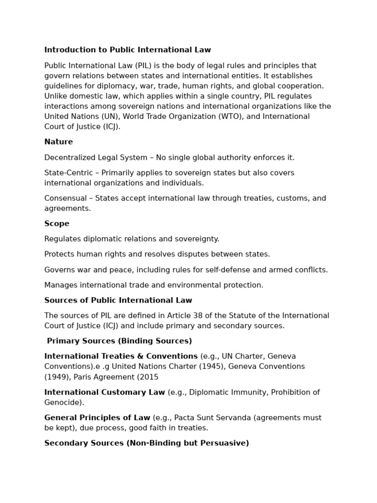Overview of Public International Law | PDF | International Law | United ...