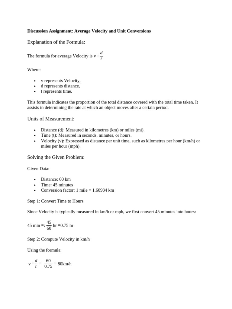 Average Velocity Calculation Guide | PDF