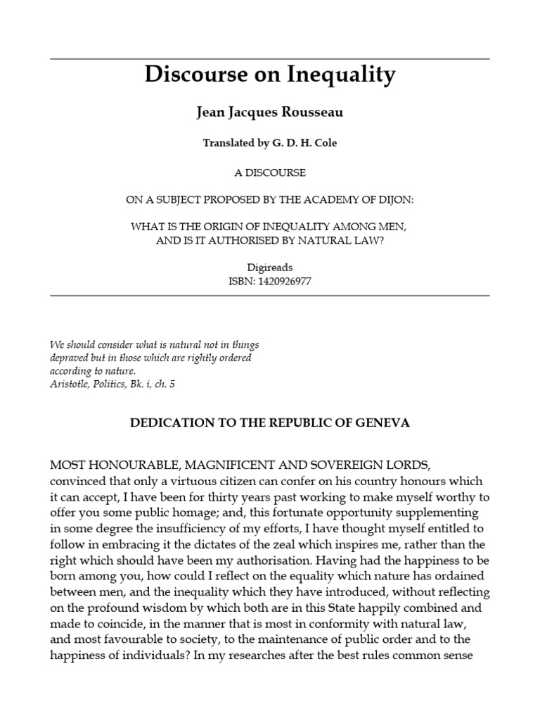 Origin of Inequality in Society | PDF | Natural Law | Reason