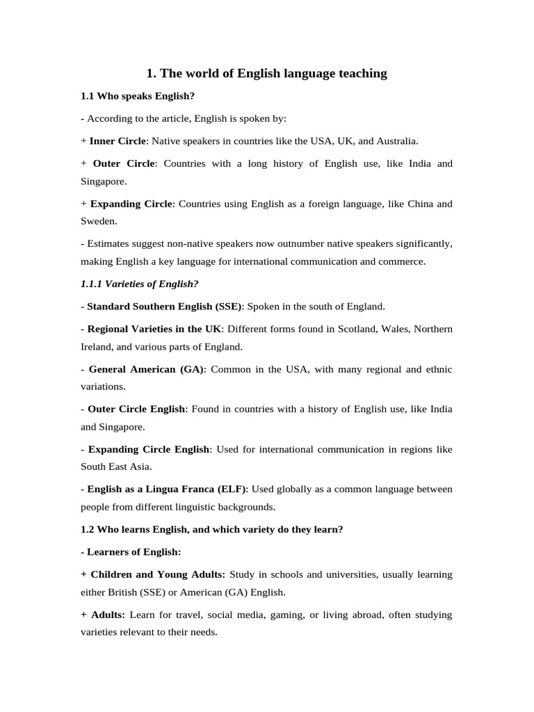 English Language Teaching Overview | PDF | English As A Second Or ...