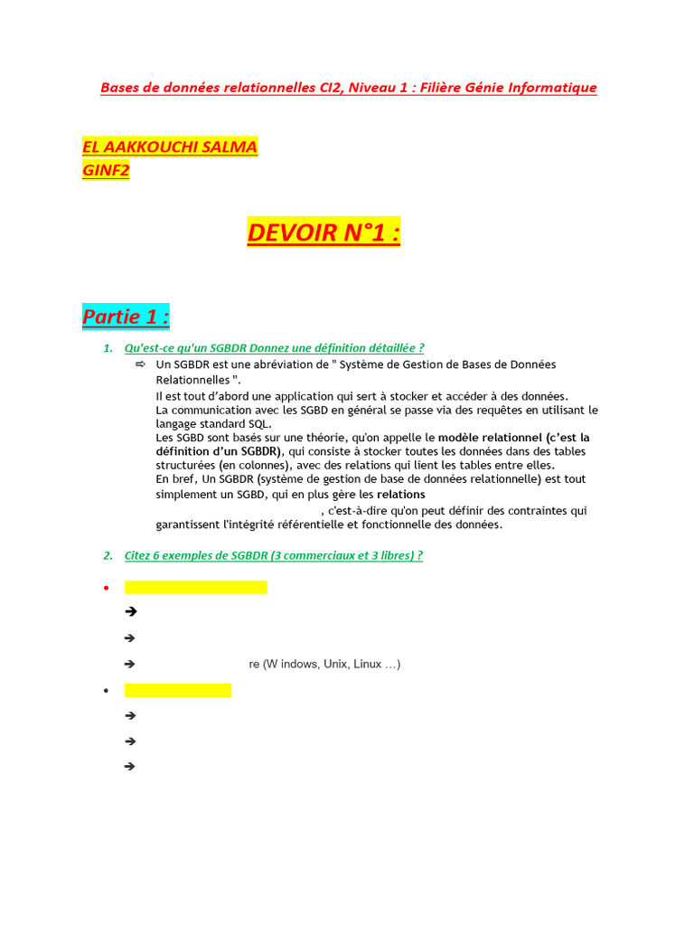 Introduction aux SGBDR et SQL | PDF | Base de données relationnelle | SQL