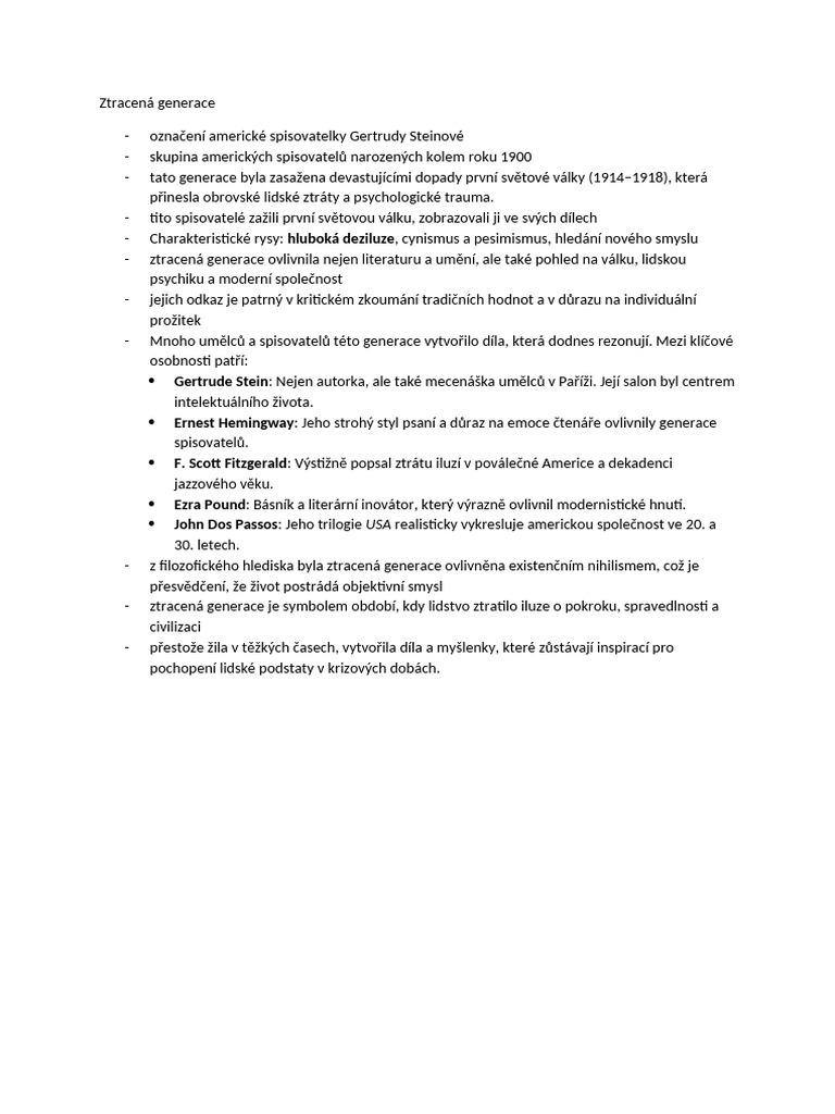 Ztracená Generace | PDF